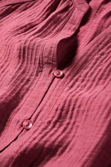 Mujer - Blusa con escote en pico - rojo oscuro