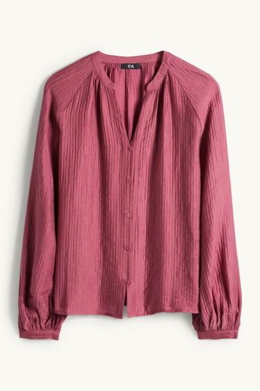 Mujer - Blusa con escote en pico - rojo oscuro