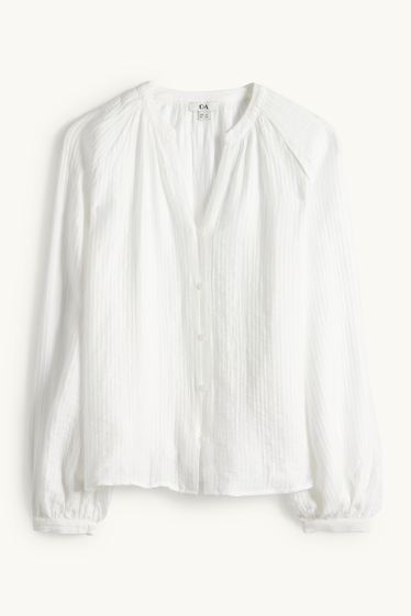 Mujer - Blusa con escote en pico - blanco