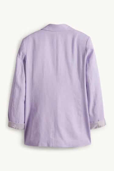 Mujer - Americana larga - regular fit - mezcla de lino - lila