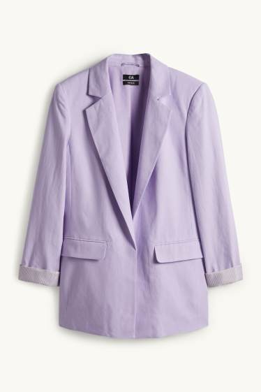 Mujer - Americana larga - regular fit - mezcla de lino - lila