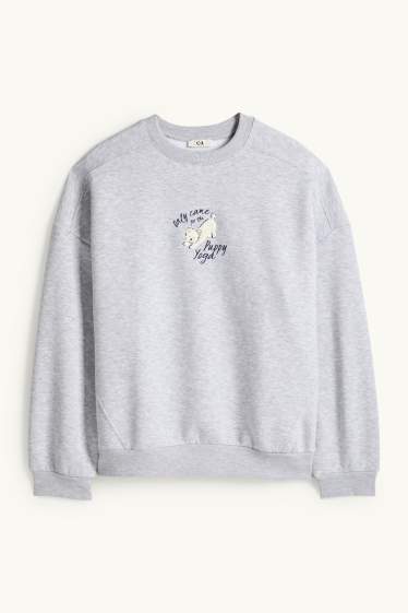 Damen - Oversized-Sweatshirt - hellgrau