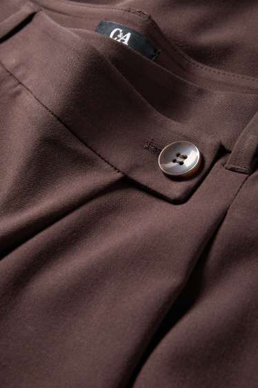 Femmes - Pantalon de toile - mid waist - barrel leg - marron