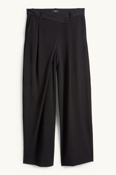 Dames - Pantalon - mid waist - barrel leg - zwart