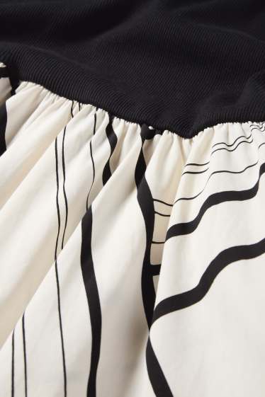 Dames - Fit & flare-jurk - zwart / beige