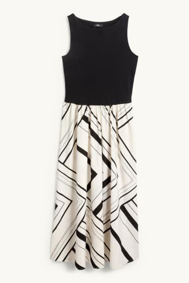 Dames - Fit & flare-jurk - zwart / beige