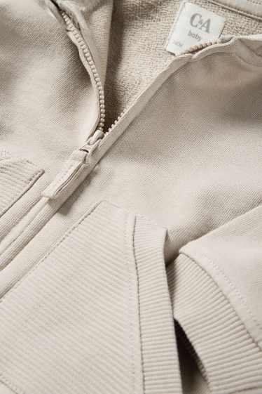 Miminka - chlapci - Taxík - tepláková bunda s kapucí pro miminka - taupe