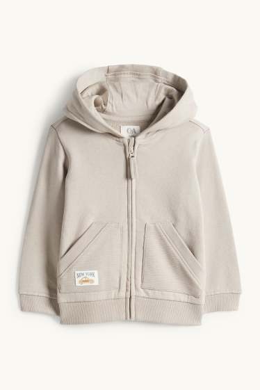 Miminka - chlapci - Taxík - tepláková bunda s kapucí pro miminka - taupe