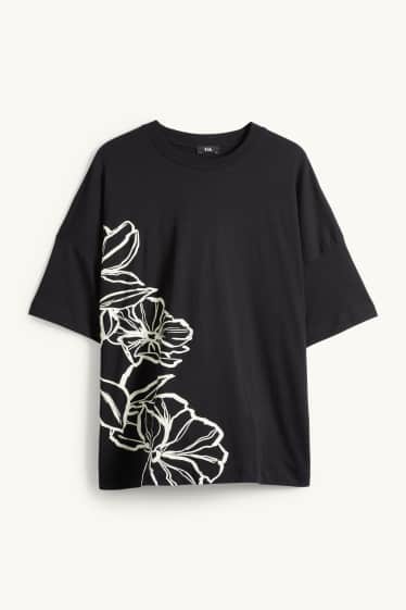 Dames - T-shirt - regular fit - zwart / wit