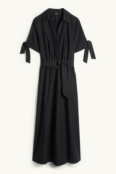 Dámské - Šaty fit & flare s páskem - černá