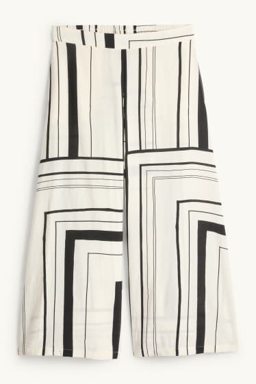 Dona - Pantalons culotte - high waist - wide leg - estampats - negre/beix