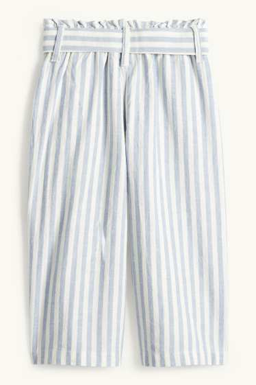 Děti - dívky - Plátěné kalhoty - pruhované - modrá/krémová