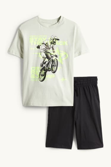 Copii - Băieți - BMX - set - tricou cu mânecă scurtă și pantaloni scurți - 2 piese - gri / negru