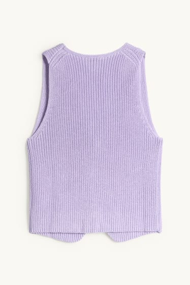 Women - Knitted waistcoat - ribbed - purple
