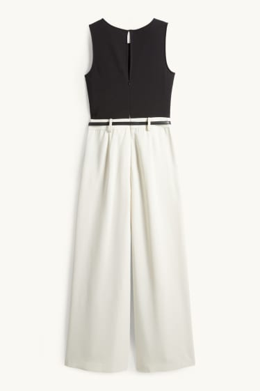 Mujer - Mono con cinturón - negro / beis