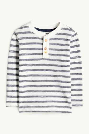 Neonati - Sole - maglia a maniche lunghe per neonati - a righe - bianco / grigio