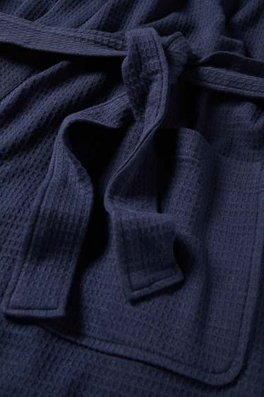 Herren - Bademantel - strukturiert - dunkelblau