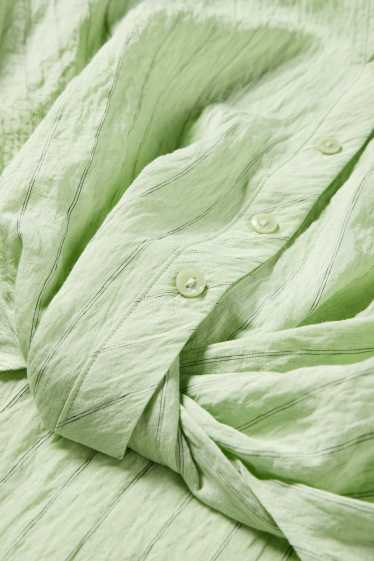 Femei - Bluză cu nod - cu dungi - verde deschis