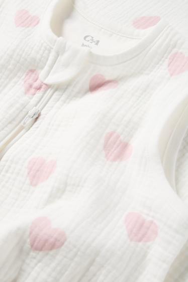 Neonate - Sacco nanna neonati - 6-18 mesi - cuoricini - bianco / rosa