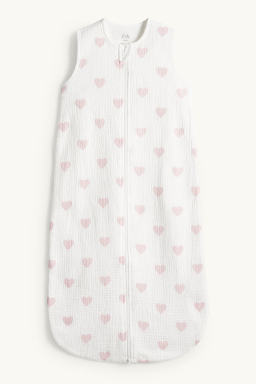 Neonate - Sacco nanna neonati - 6-18 mesi - cuoricini - bianco / rosa