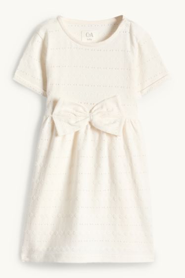 Baby Mädchen - Baby-Kleid - strukturiert - cremeweiss