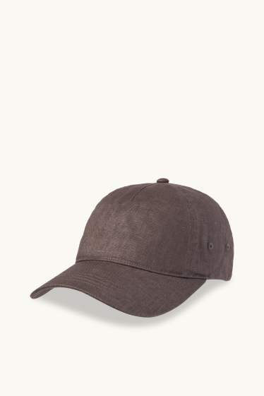 Uomo - Cappellino di lino - marrone