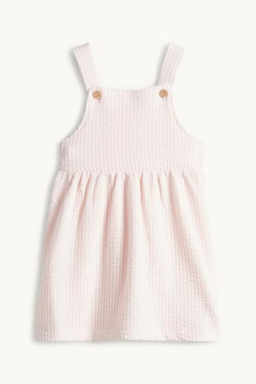 Baby Mädchen - Baby-Outfit - Broderie Anglaise - 2 teilig - weiss / rosa