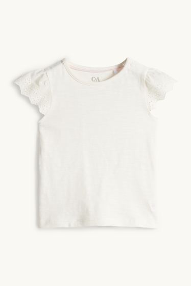 Baby Mädchen - Baby-Outfit - Broderie Anglaise - 2 teilig - weiss / rosa