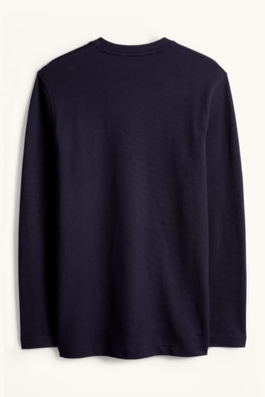 Home - Samarreta de màniga llarga - regular fit - texturada - blau fosc