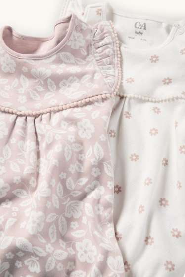 Miminka - dívky - Multipack 2 ks - květiny - body pro miminka - bílá/růžová