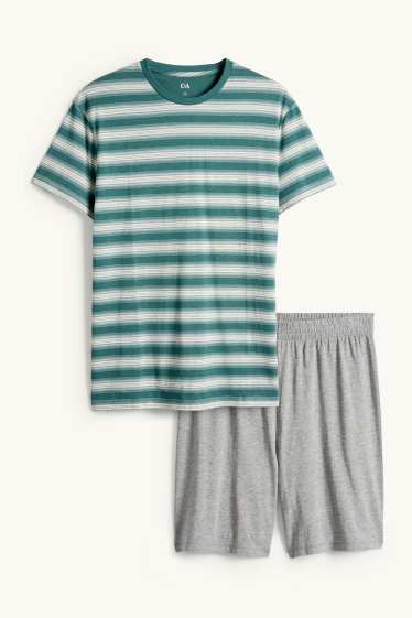 Hommes - Pyjashort - gris / vert