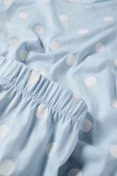 Damen - Shorty-Pyjama - gepunktet - hellblau