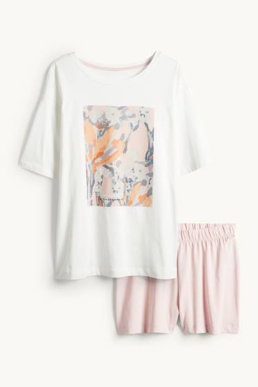 Dames - Shortama - wit / roze