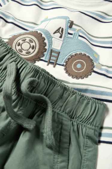 Enfants garçons - Tracteur - ensemble - T-shirt et short - 2 pièces - blanc / vert