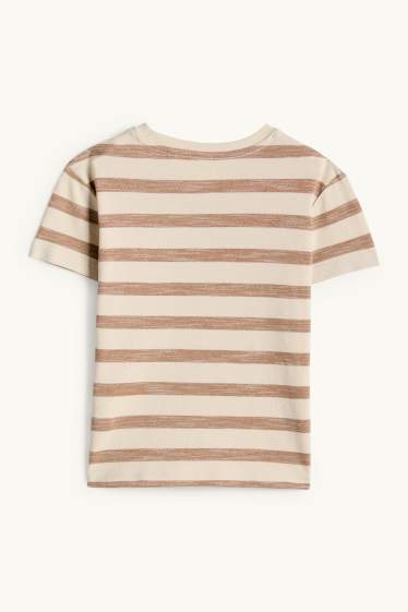 Nen - Dinosaure - samarreta de màniga curta - de ratlles - beix/marró
