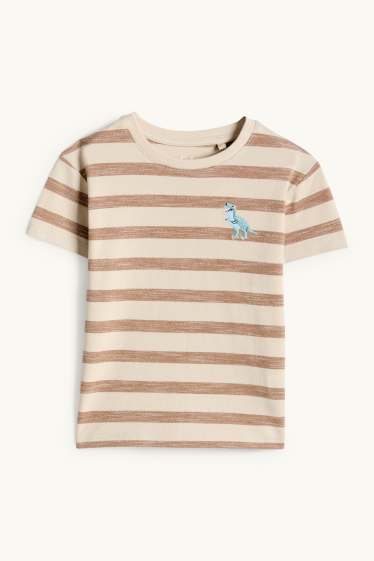 Nen - Dinosaure - samarreta de màniga curta - de ratlles - beix/marró