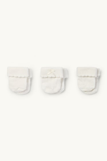 Baby Mädchen - Multipack 3er - Erstlings-Socken - strukturiert - weiss