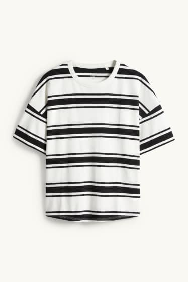 Dona - Samarreta de mànigues curtes - oversized - de ratlles - blanc/negre