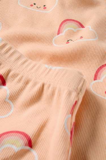 Kinder Mädchen - Wolke und Regenbogen - Shorty-Pyjama - gerippt - 2 teilig - hellorange