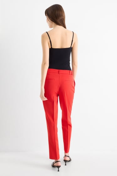 Dames - Business-broek - mid waist - cigarette fit - rood