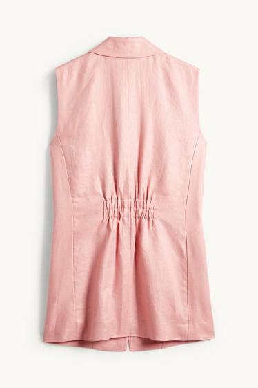 Mujer - Chaleco de oficina de lino - regular fit - rosa