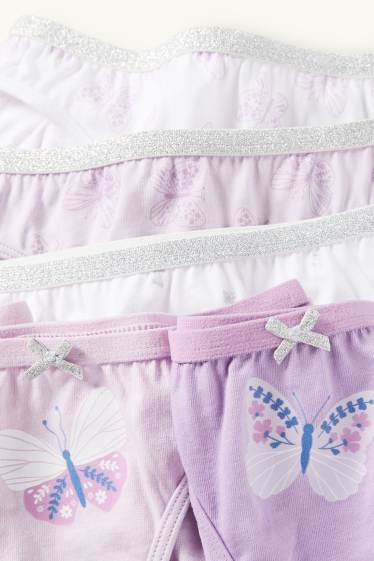 Copii - Fete - Multipack 5 perechi - fluture - chiloți - violet deschis