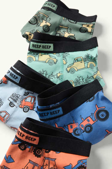Kinderen: jongens - Set van 5 - voertuig - boxershort - lichtgroen
