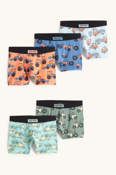 Kinderen: jongens - Set van 5 - voertuig - boxershort - lichtgroen