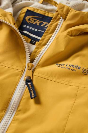 Kinder Buben - Jacke mit Kapuze - wasserabweisend - hellorange