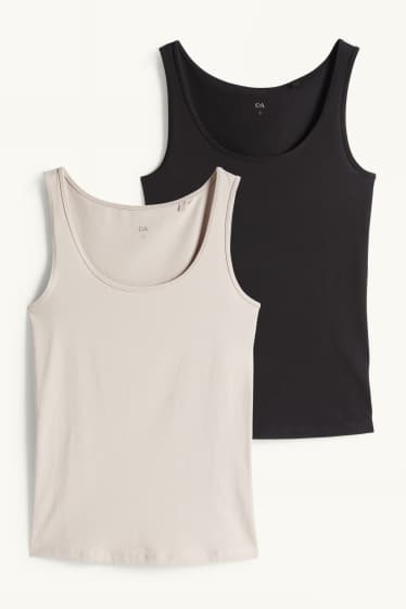 Dona - Paquet de 2 - samarreta de tirants  - gris/negre