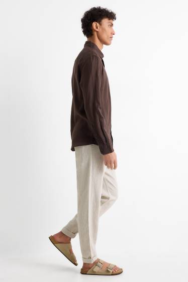 Hombre - Chinos - tapered fit - mezcla de lino - beis