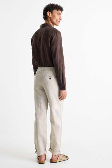 Hombre - Chinos - tapered fit - mezcla de lino - beis