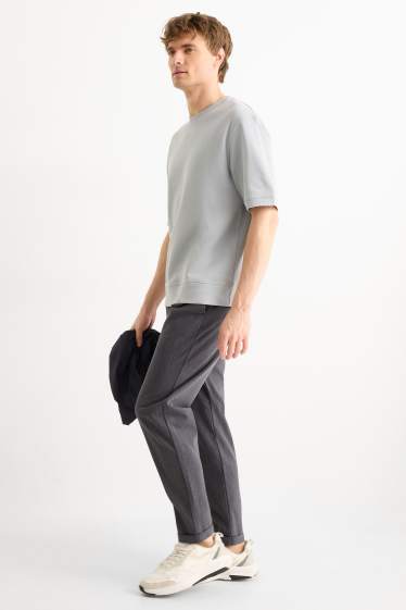 Pánské - Kalhoty chino - tapered fit - strukturované - tmavošedá