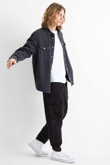 Hommes - Pantalon cargo - relaxed fit - noir